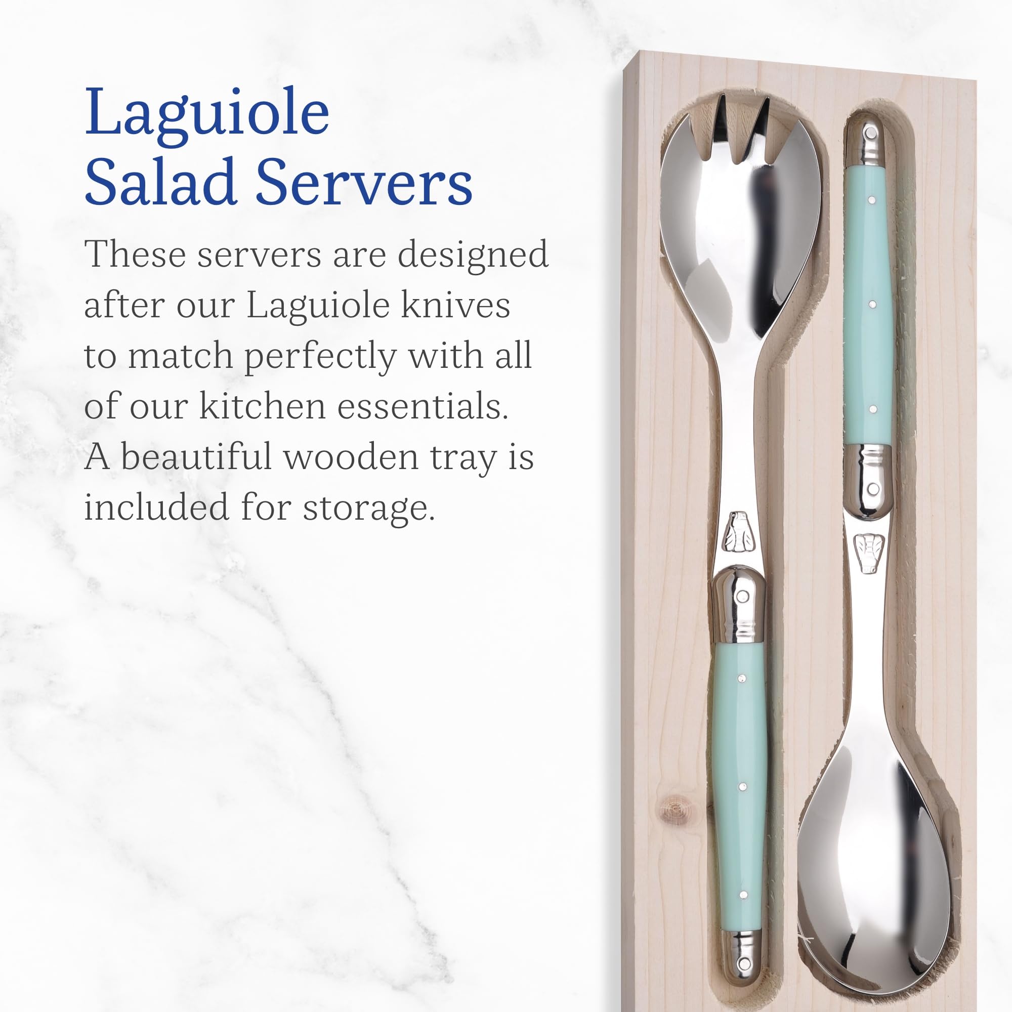 Amazon.com | Jean Dubost Salad Servers, Turquoise Handles - Rust